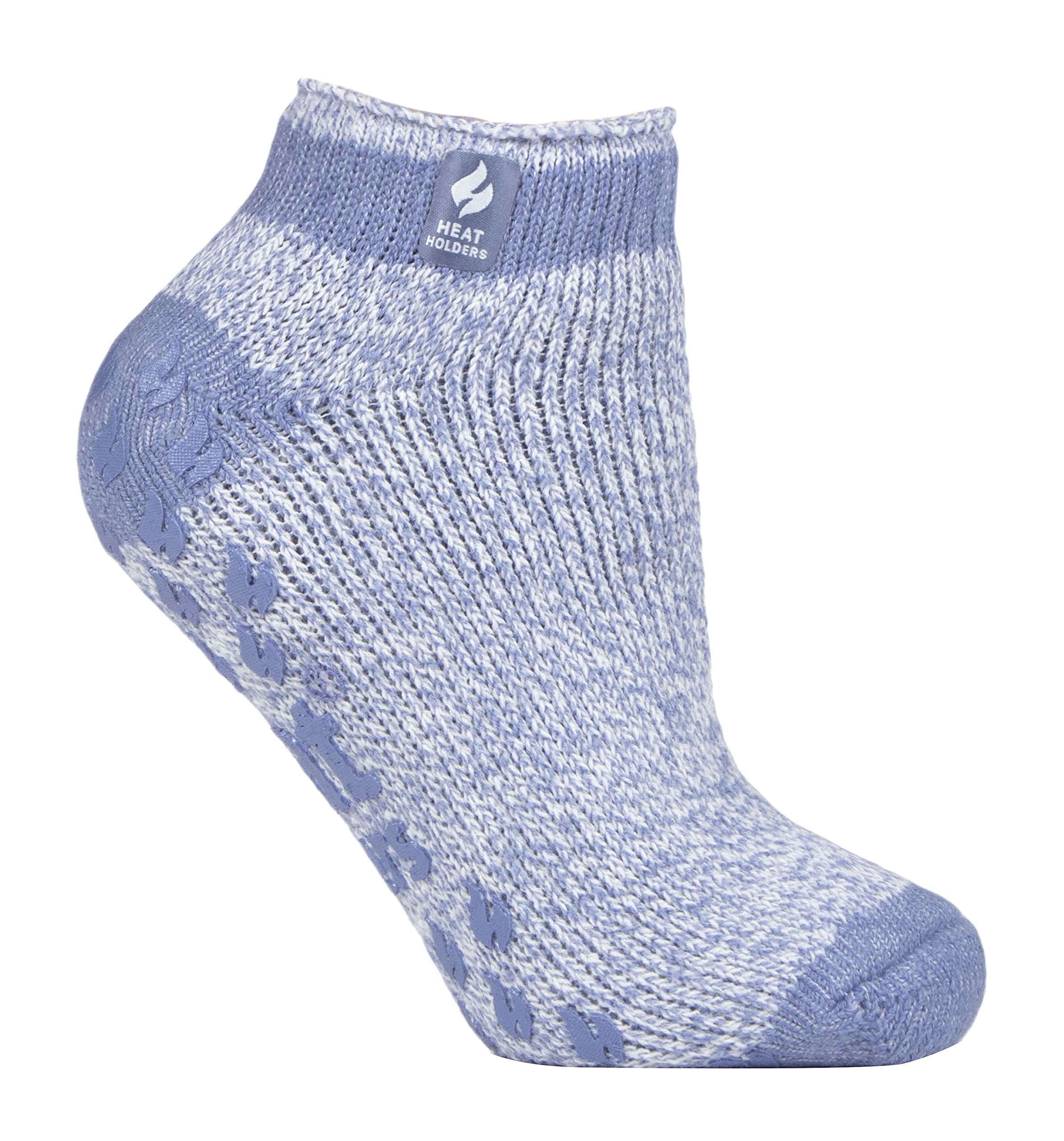 Heat Holders - Ladies Low Cut Ankle Slipper Socks with Non Slip Rubber Sole (4-7, Denim (Pisa))