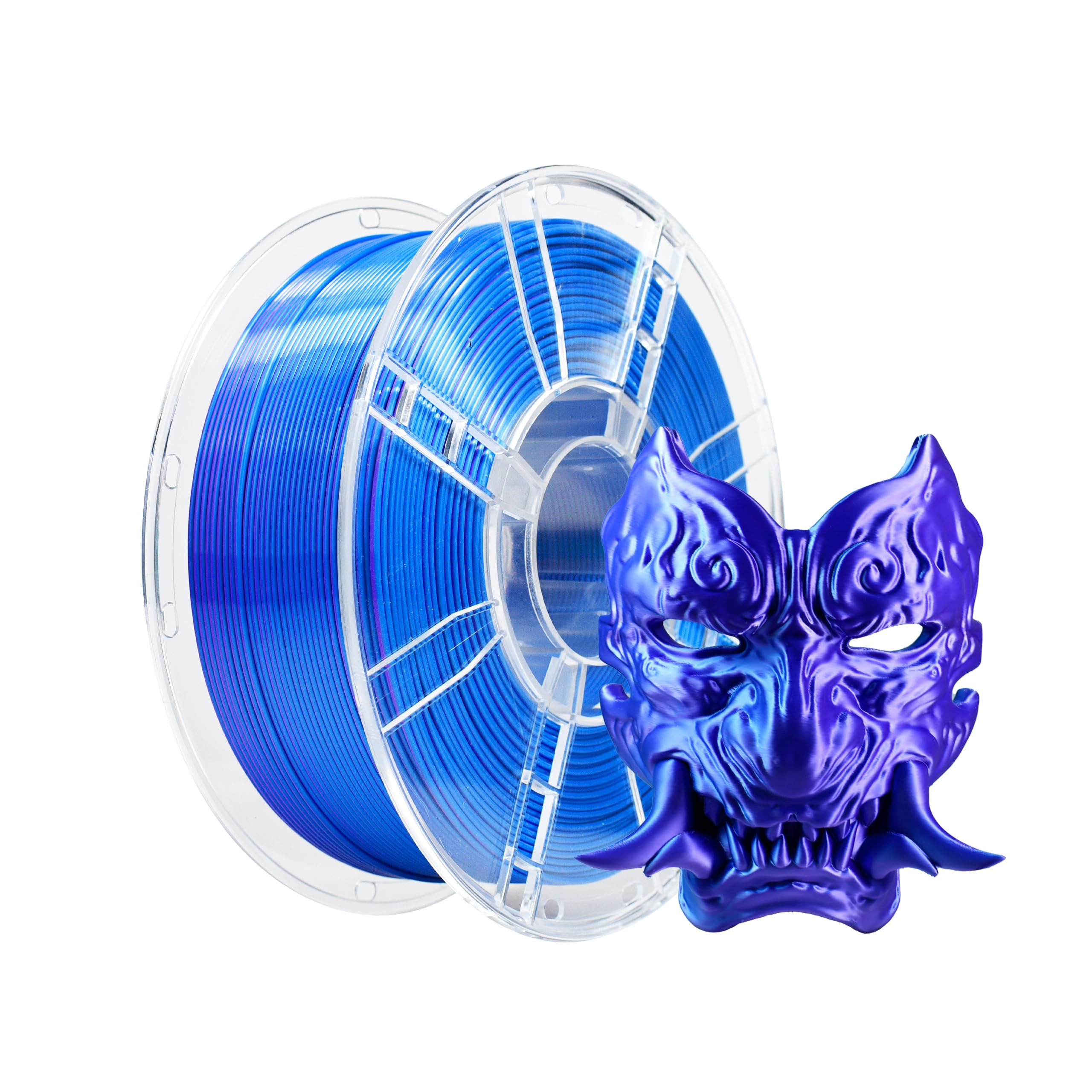 iBOSS Silk PLA+ Filament 1.75mm Blue Purple Dual Color PLA Plus 3D Printer Filament 2 in 1 Coextrusion 1KG Spool(2.2lbs) 3D Printing Filament Dimensional Accuracy +/- 0.02mm Fit Most FDM Printers