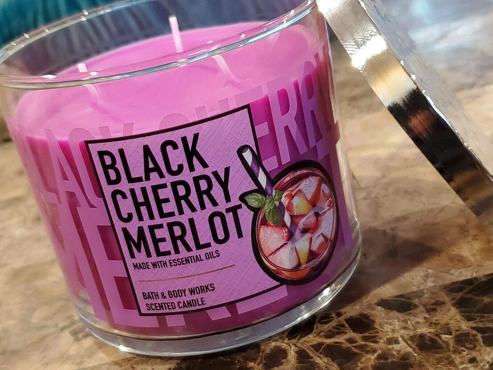 White Barn Bath and Body Works Black Cherry Merlot Scented Candle 3 Wick 14.5 OZ