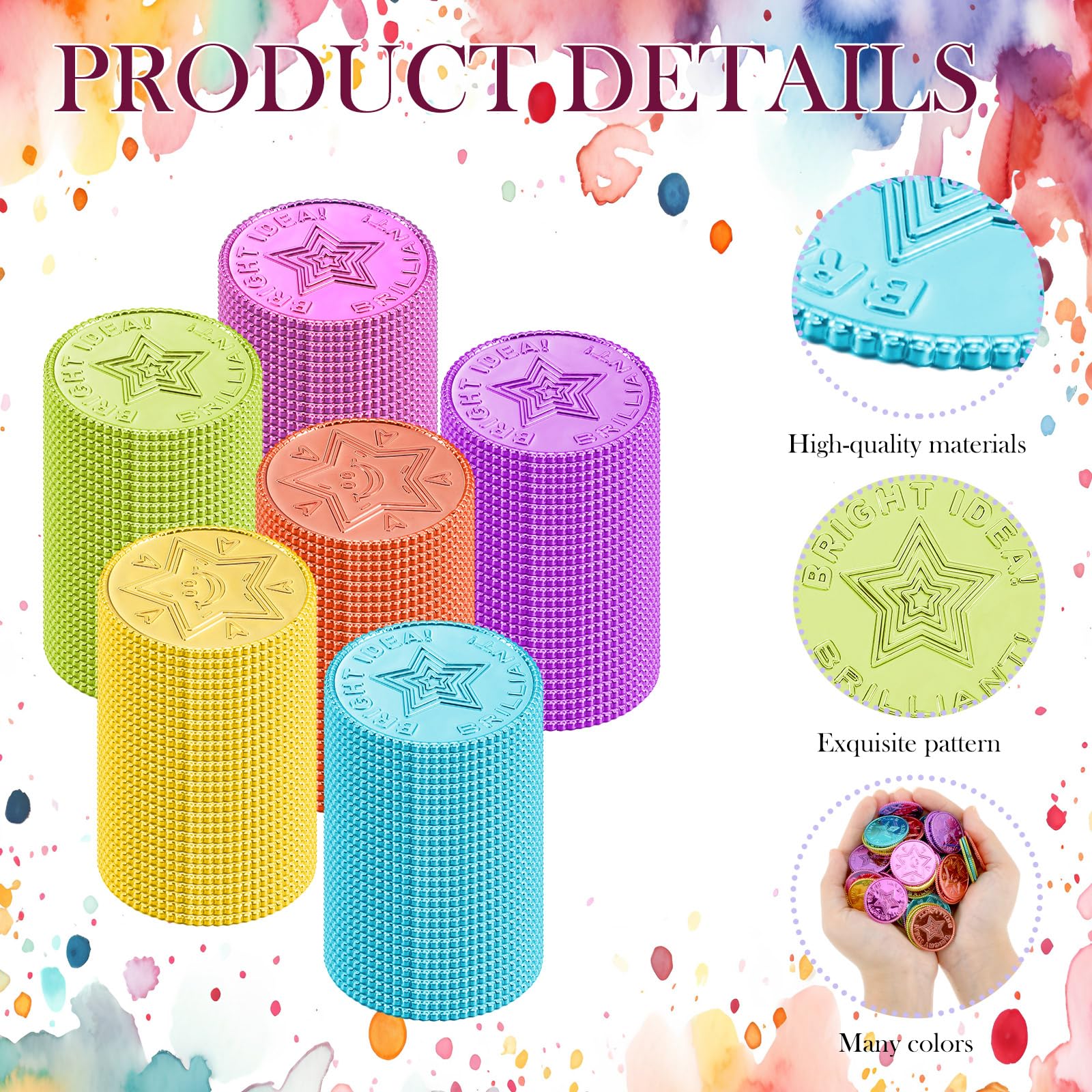 Tondiamo Lot de 240 jetons de récompense pour enfants en vrac - Idée lumineuse - Jetons en plastique coloré double face pour salle de classe, école, étudiant - Fournitures de fête