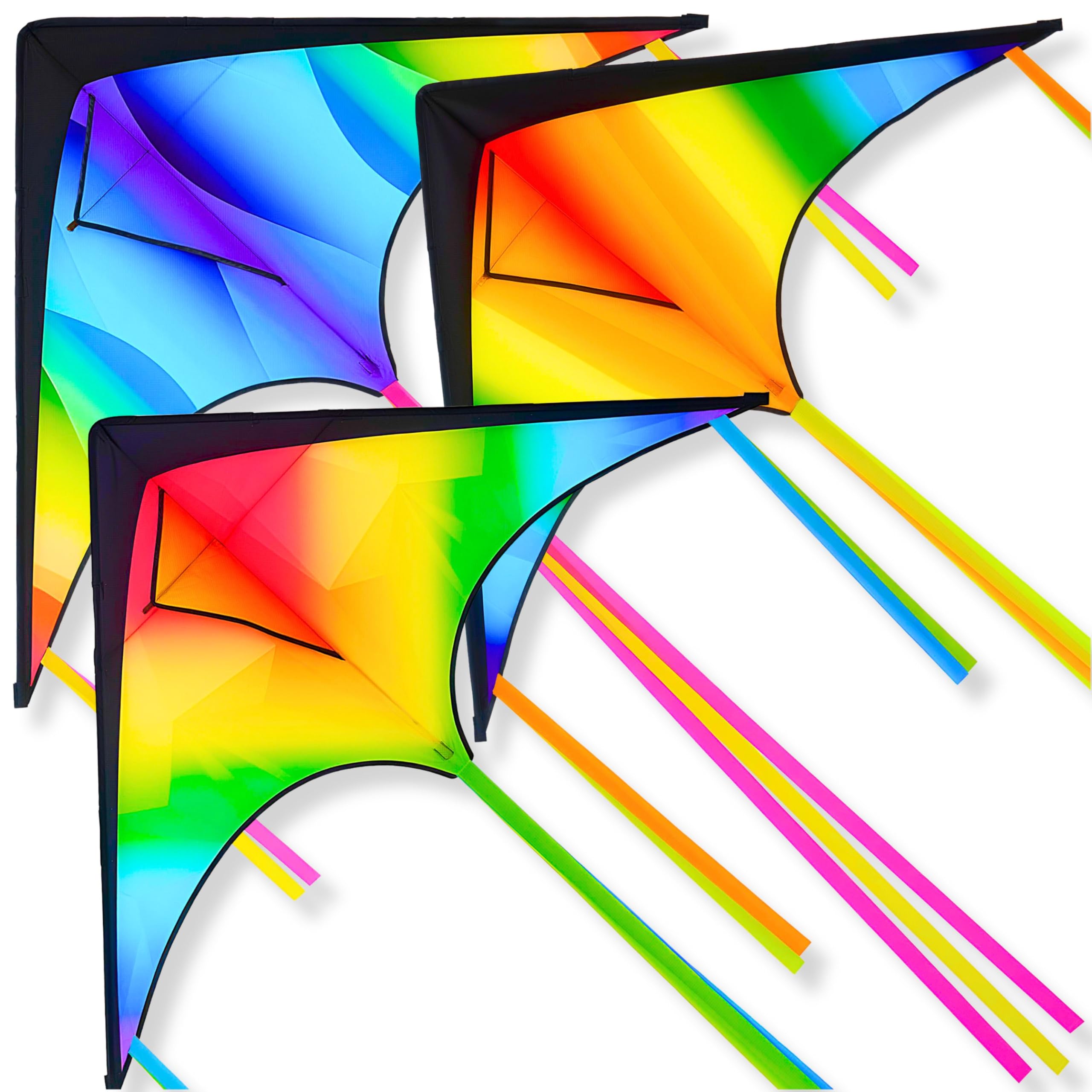 JOYIN 3 Packs Large Delta Kite Gradient Rainbow, Easy to Fly Huge for Kids and Adults, Large Delta Beach Kite for Outdoor Games and Activities — Amazon image 10