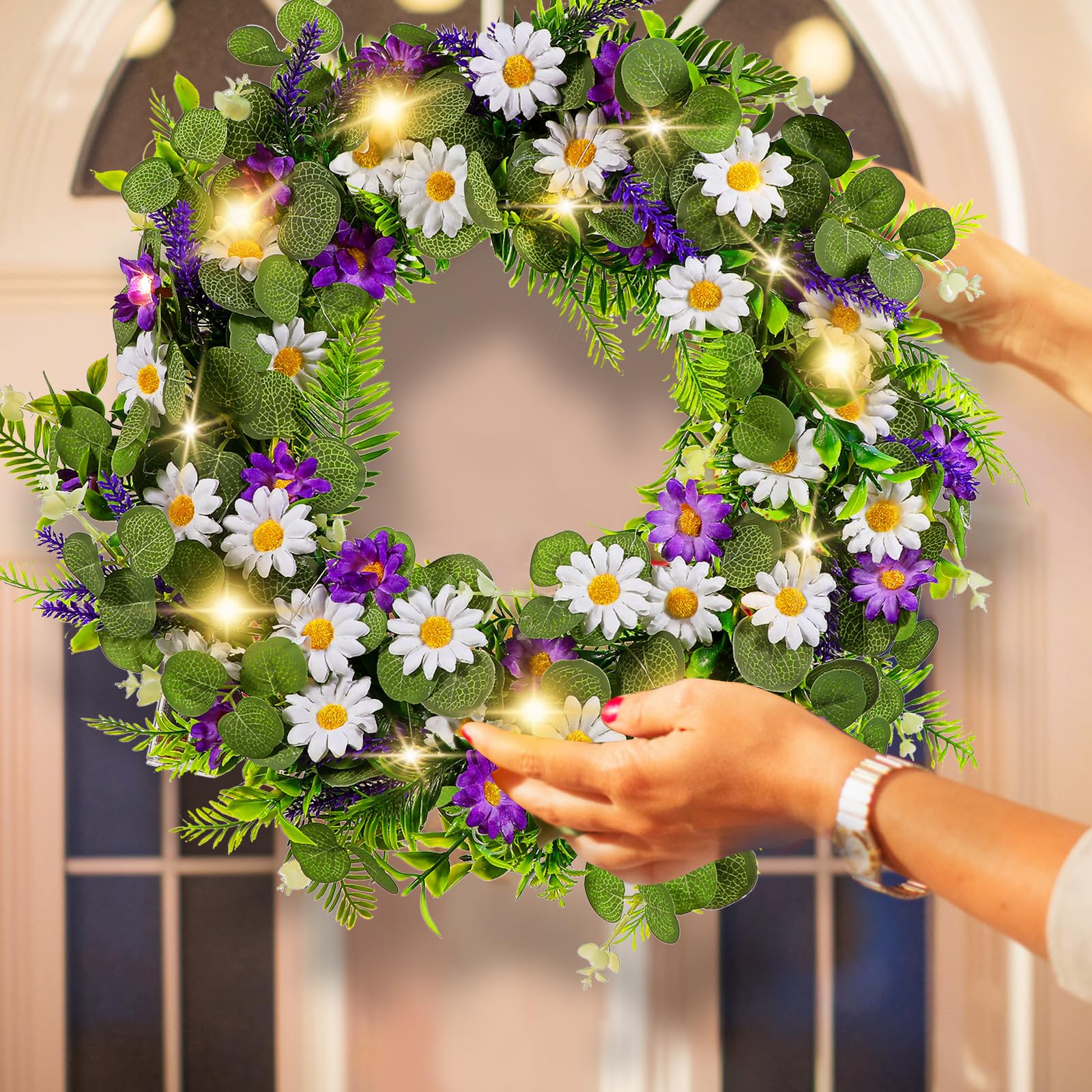 Künstlicher mit Sommer Türkranz Lavendel Frühling und LED