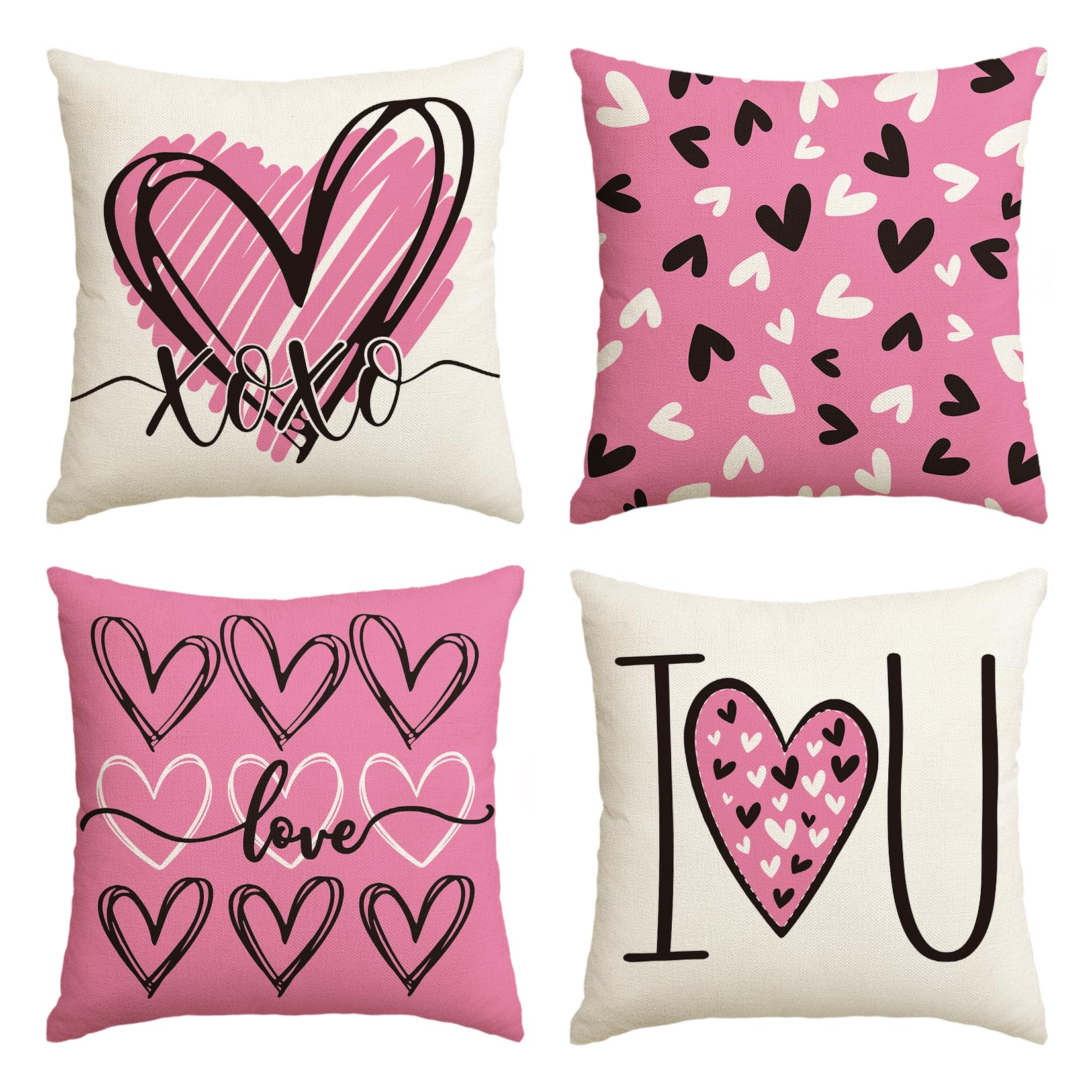 Housse de coussin rose 45x45 lavable avec fermeture eclair invisible