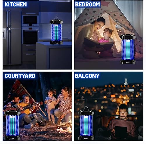 Miniatura 8 de Exterminador de insectos para interiores y exteriores, matamosquitos eléctrico de 4250 V, control de plagas de alta potencia, impermeable, asesino