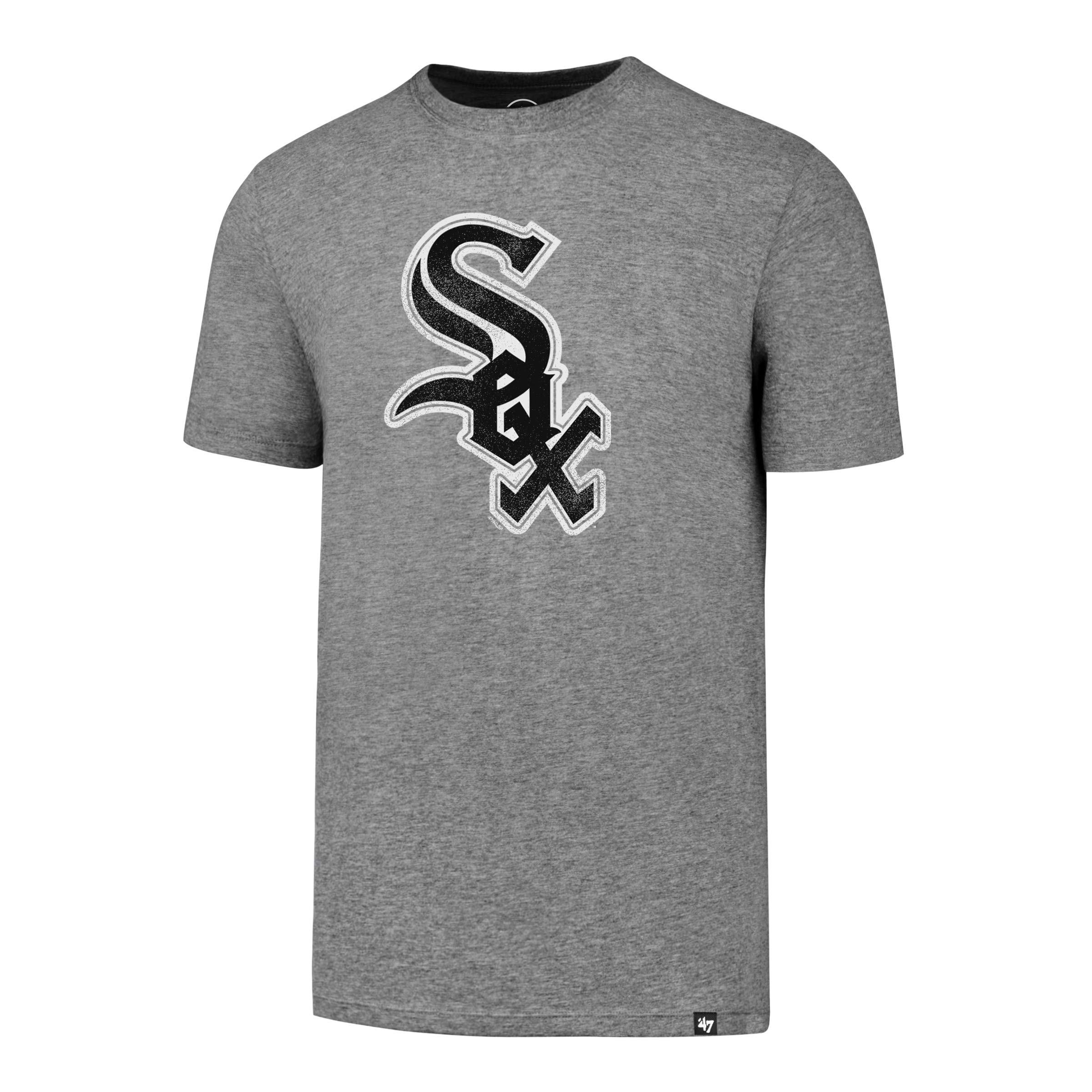 '47MLB Chicago White Sox Knockaround Club Tee – 70% Cotton 30% Polyester Crew Neck Distressed Style Print Officially Licensed T Shirt Premium Quality Design and Craft from