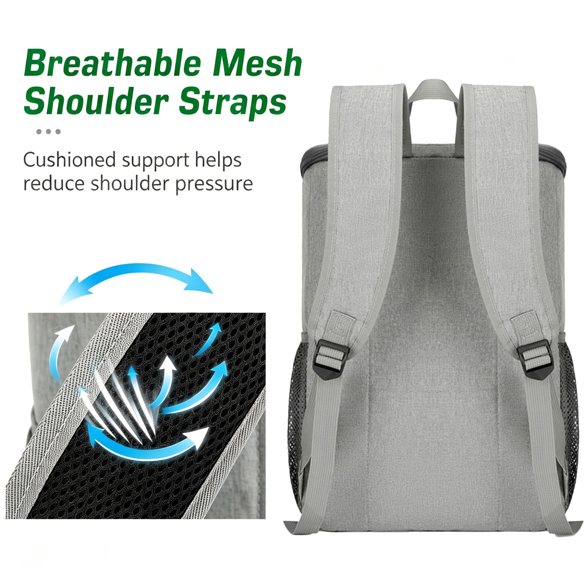 Mochila Térmica 30L a Prueba de Fugas, Bolsa Nevera Portátil con Compartimento para Ordenador y Bolsillo para Móvil, Mochila Isotérmica de Tela Oxford para Picnic Playa Camping Senderismo(A)