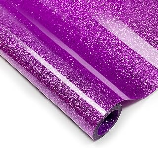 Silver Glitter HTV Heat Transfer Vinyl, 12" x 5ft lron on Vinyl, for T-Shirt Ironing, Vinyl HTV Easy to Cut and Weed, The Best Choice for DIY Creativity. (Dark Purple, 12" x5ft)