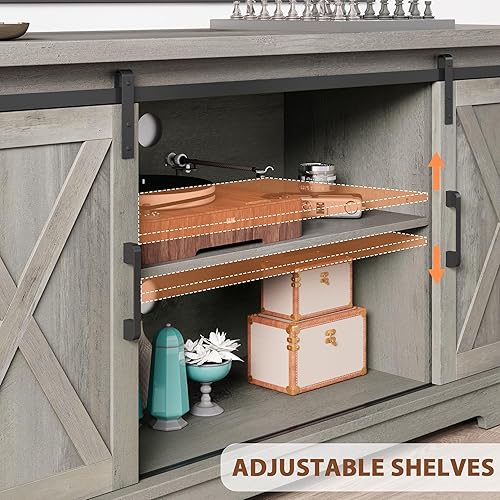 Miniatura 6 de IDEALHOUSE Soporte de TV de granja para centro de entretenimiento de TV de 65 pulgadas, mueble de consola multimedia, soporte de TV con