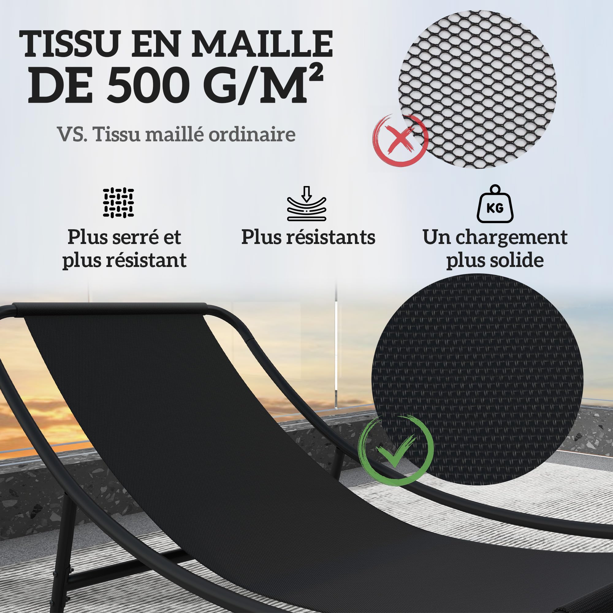 Outsunny Lot de 2 fauteuils à Bascule extérieur, chaises à Bascule avec Coussins épais, siège Tissu textilène Respirant et Cadre en Acier, Rocking Chair extérieur, Jardin, terrasse, Patio, Gris foncé