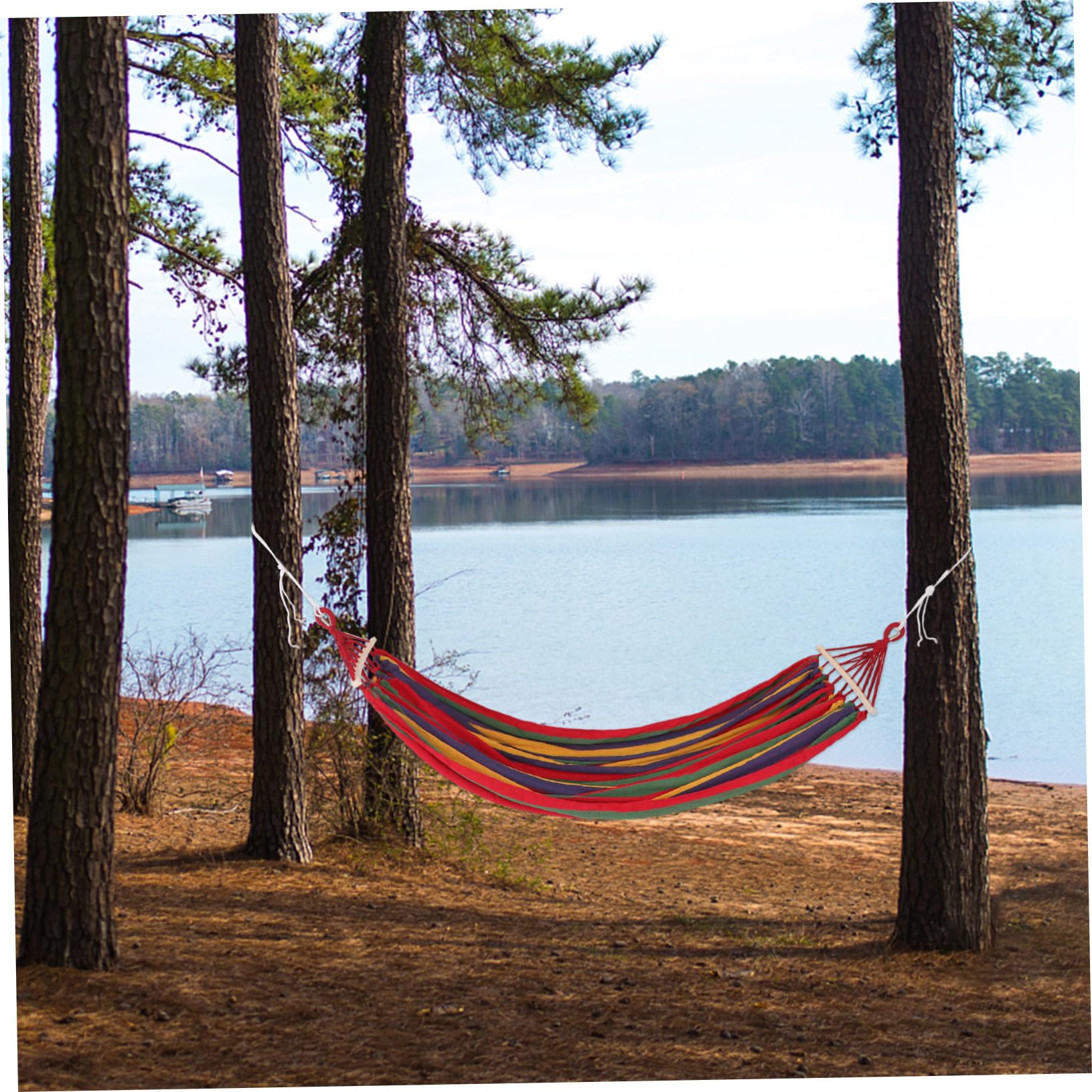 SUPVOX Hamac Double Anti-roulis en Toile Rayée Grosse Largeur pour Camping et Jardin, Capacité Renforcée, Portable et Léger, Randonnée Plage Extérieur Intérieur