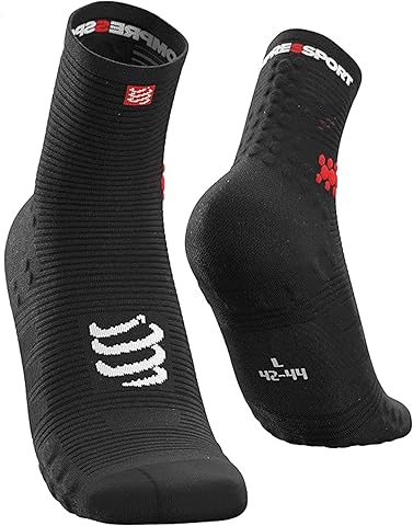 Compressport Running Socks - Pro Racing Socks V3 Run High - Prevención de ampollas - Amortiguación y transpirabilidad - Correr y triatlón - Para entrenamiento y competición - Ligeros