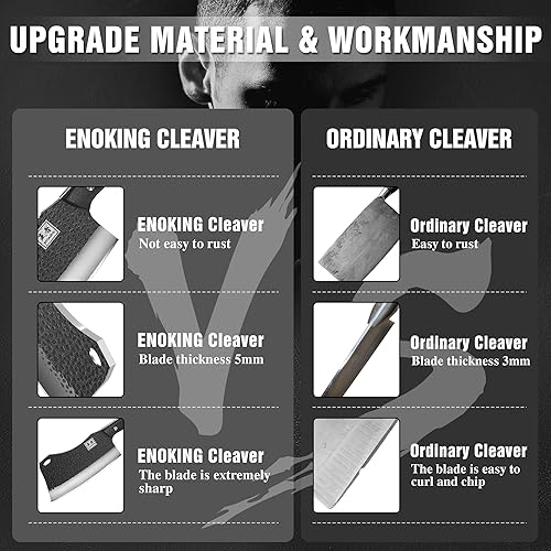 Miniatura 7 de ENOKING 7.1″ Butcher Knife & Chef’s Knives – Hand Forged High Carbon Stainless Steel, Full Tang for Kitchen & Outdoor Meat Cutting