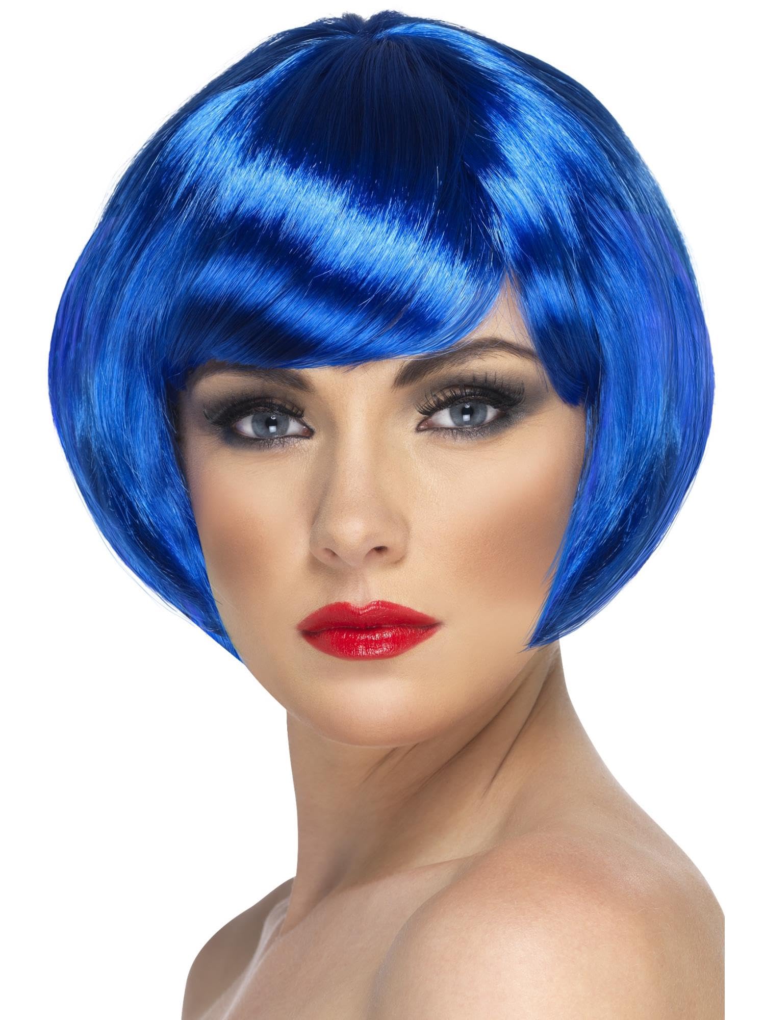 Smiffy's Babe Bob Wig With Fringe - Bob Wig Short Babe Fancy Dress Ladies Fringe Costume Accessory Blue