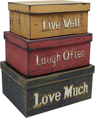 Miniatura 10 de CVHOMEDECO. Cajas de cartón para fotos, recuerdos y recuerdos primitivos vintage cuadrados, grandes de 11 x 11 x 5-1/2 pulgadas. Juego de 3. Fotos,