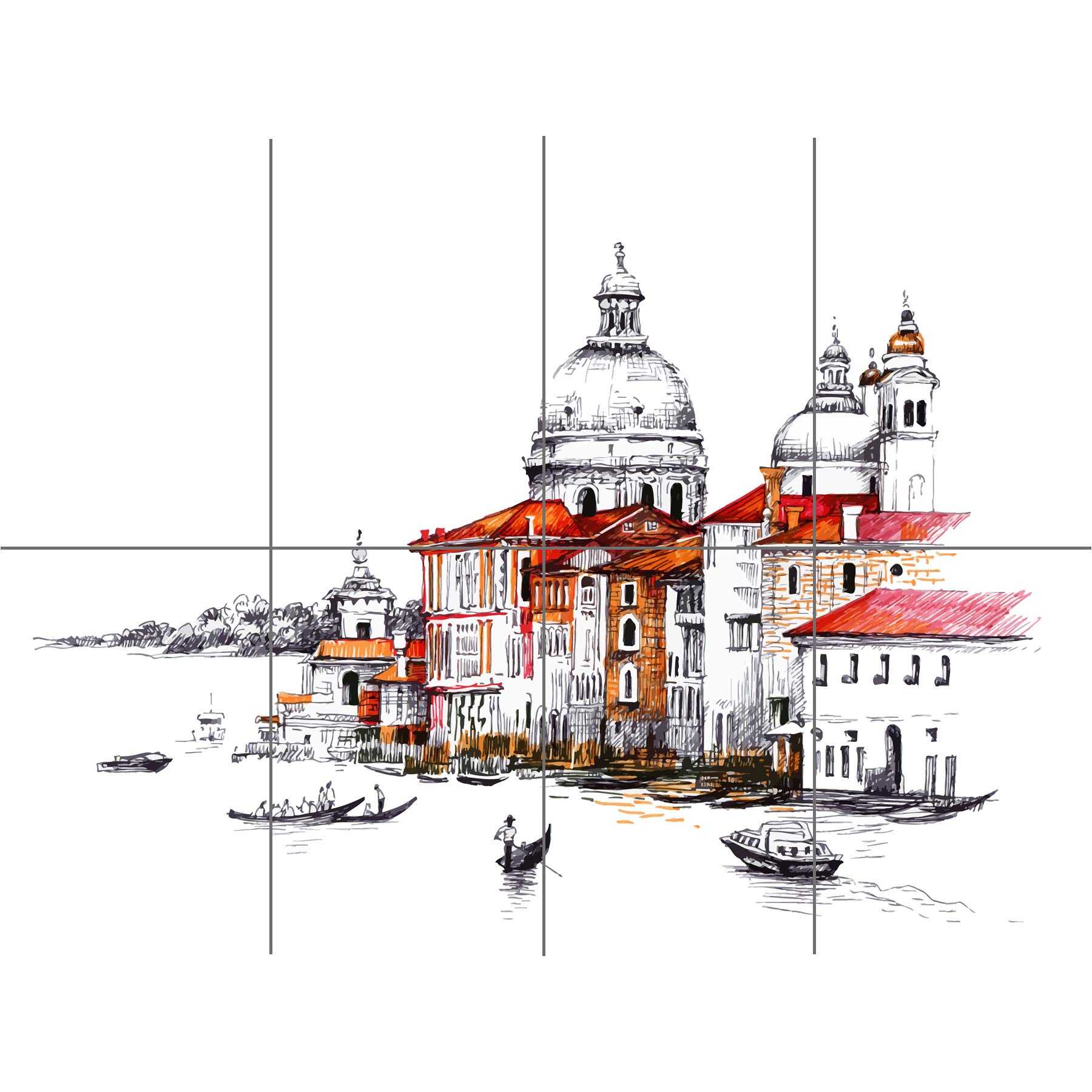 Artery8 Venetian Cityscape Illustration XL Giant Panel Poster (8 Sections)