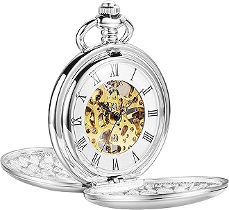 ShoppeWatch Mens Pocket Watch with Chain Hand Winding Mechanical Movement