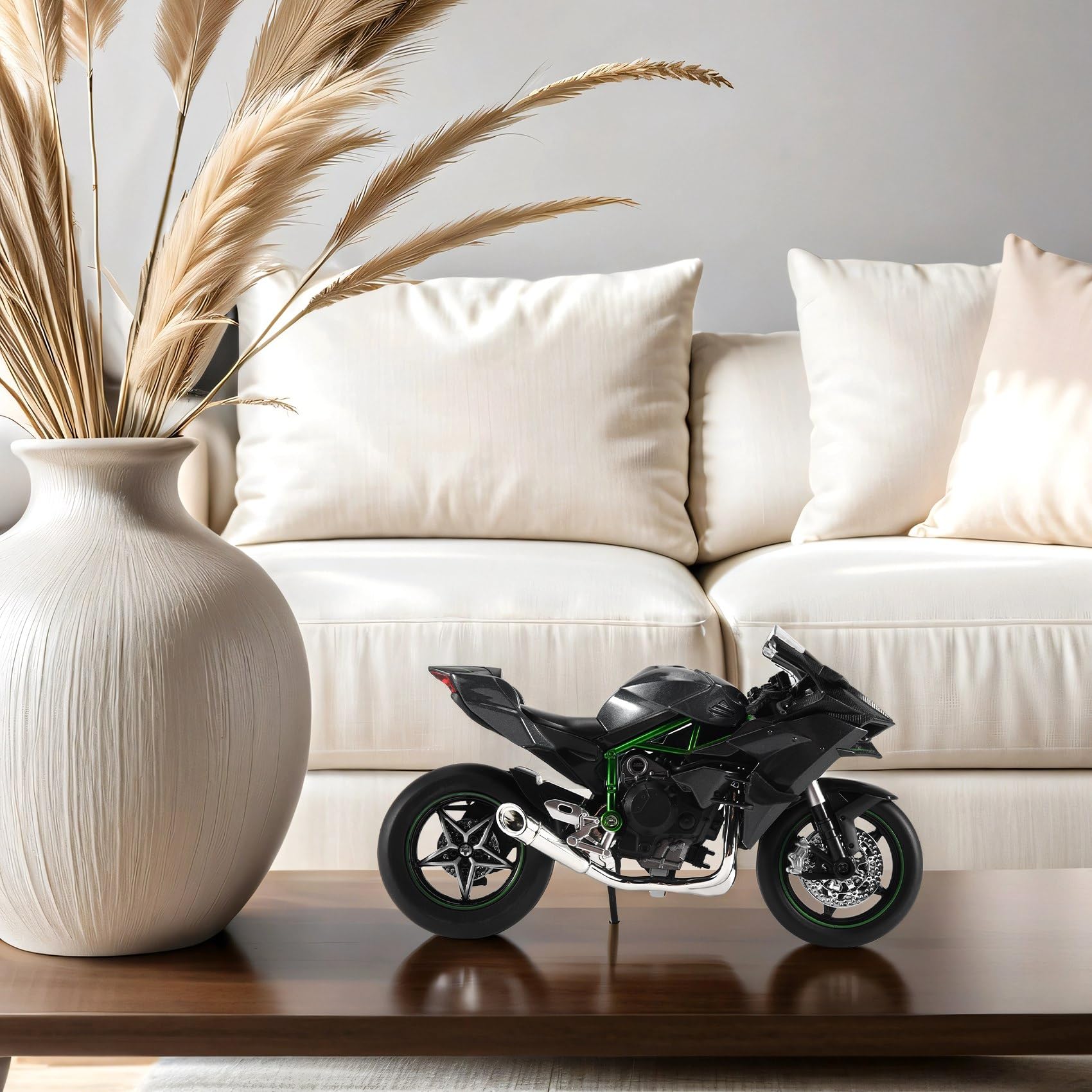 Modèle Moto H2R à L'Échelle 1:12 – Alliage Noir – Pièces Détachables – Collectionneur – Détails Réalistes Moteur Et Échappement