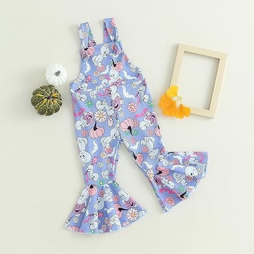 Miniatura 7 de YOKJZJD Traje de Halloween para bebé niña pequeña, traje de calabaza, fantasma, tirantes, overol, pantalones acampanados, ropa de otoño
