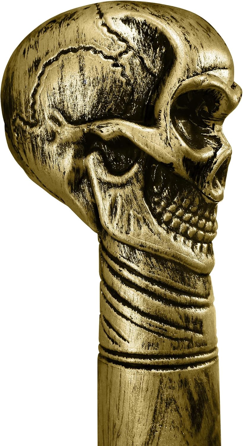 Plastic Skull Walking Stick Skeleton Staff Doctor Cane Costume Accessory Prop (Gold/Black) : Clothing, Shoes & Jewelry