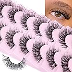 False Eyelashes Natural Wispy D Curl False lashes Clear Band zanlufly Russian Strip Lashes Fluffy Eyelashes 3D Effect Cat Eye False Eyelashes 7 Pairs Pack