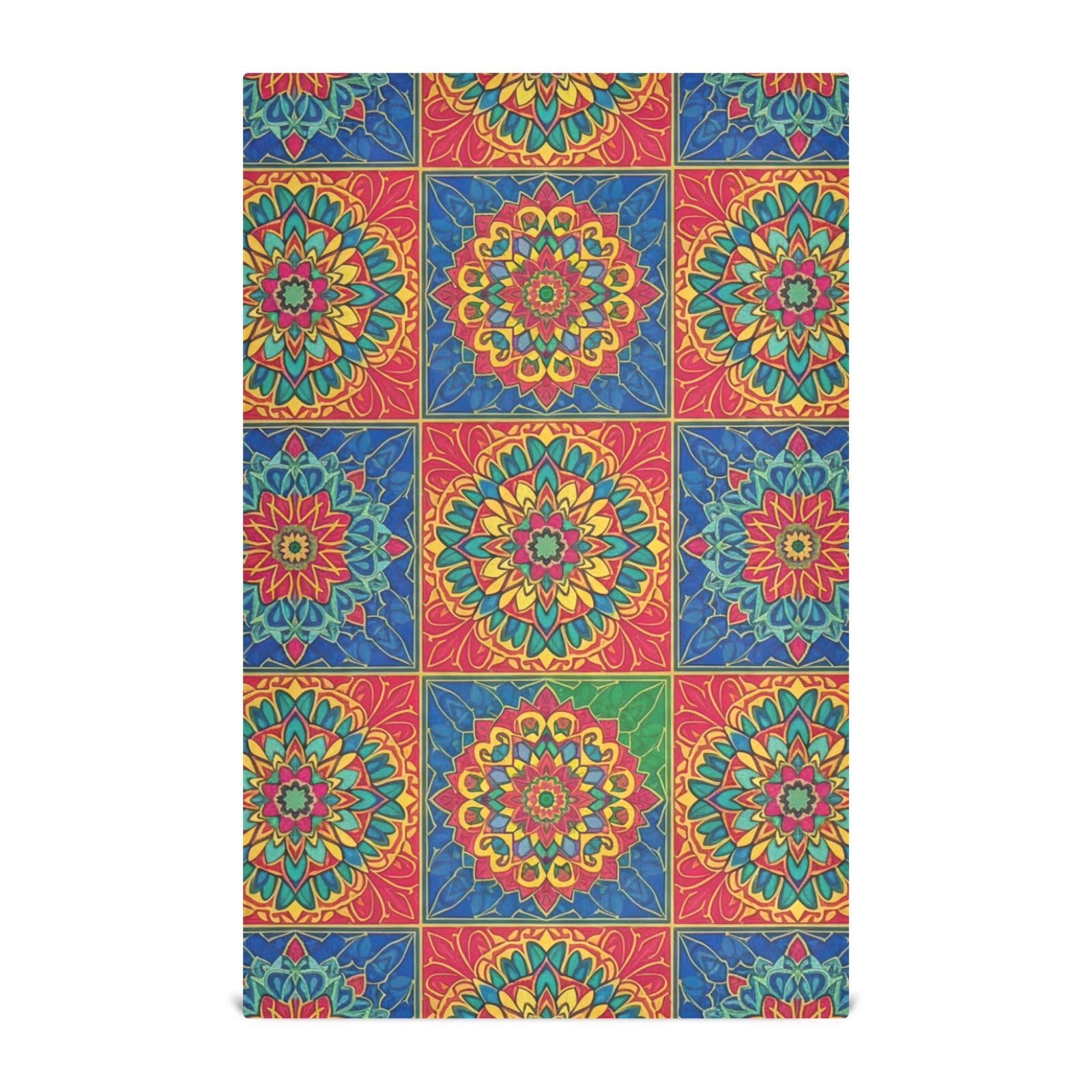Torchons colorés Boho Mandala essuie-mains coton grand format vrac