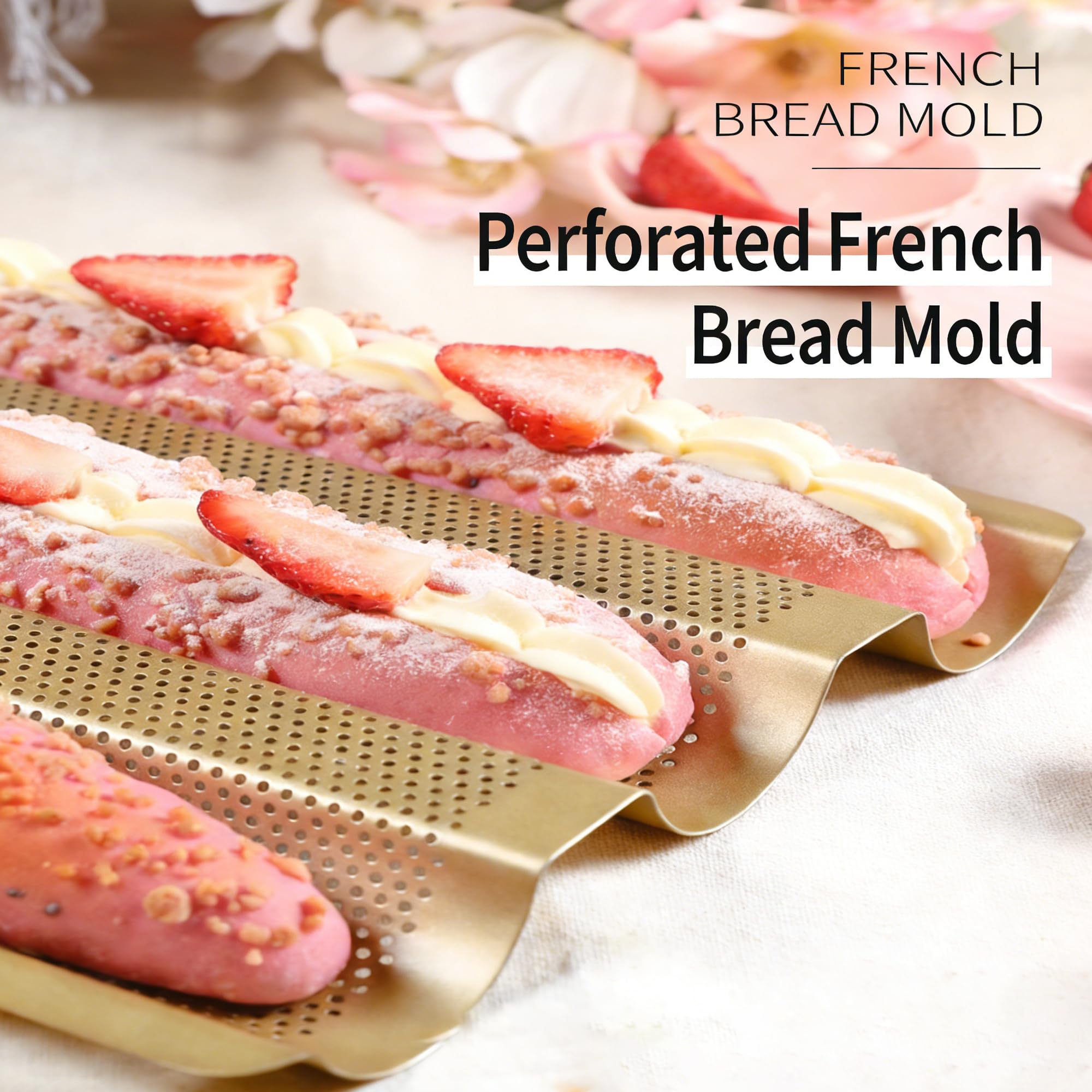 Teglia da forno per baguette, bastoncino francese per 3 baguette, forato per pagnotta, stampo per baguette, accessori per la cottura del pane, vassoio per baguette, foglio per baguette