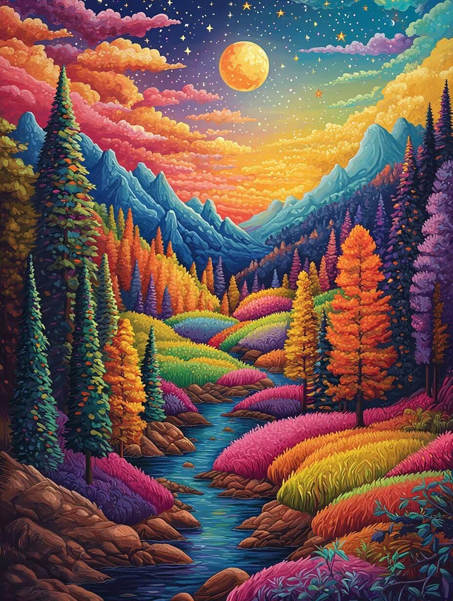 Sternenhimmellandschaft Malen Nach Zahlen Erwachsene, 80x100cm c-258 | Handgemalt Ölgemälde Kit für Mädchen Jungen ab 7 8 9 Jahre, Rahmenlos, für die Wanddekoration zu Hause, DIY Acrylmalerei