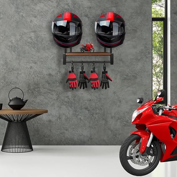 Motorcycle Helmet Holder, Helmet Wall Mount, Vintage Dome Shape Design Helmet Holder Suitable for Storing Motorsports/Motorcycle/Bike/Sports Stuff