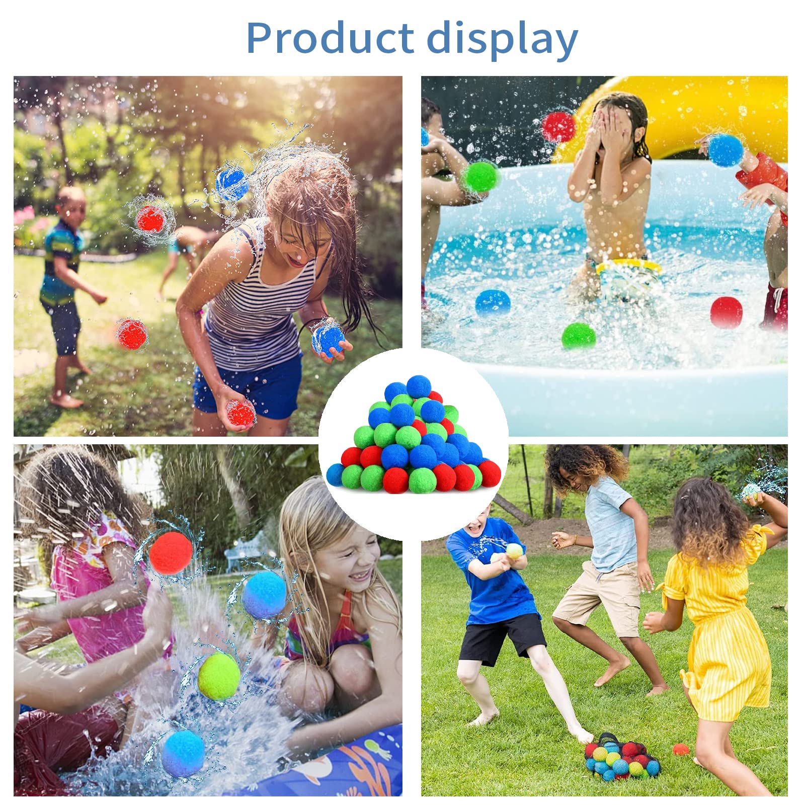50 pcs Bolas De Bombas de Agua, 30/40/50 Globos de Agua Reutilizables, Bombas de Agua Reutilizables, Bolas de Salpicaduras, Coloridos Bombas de Agua para Piscina y Playa, juegos de batalla de agua