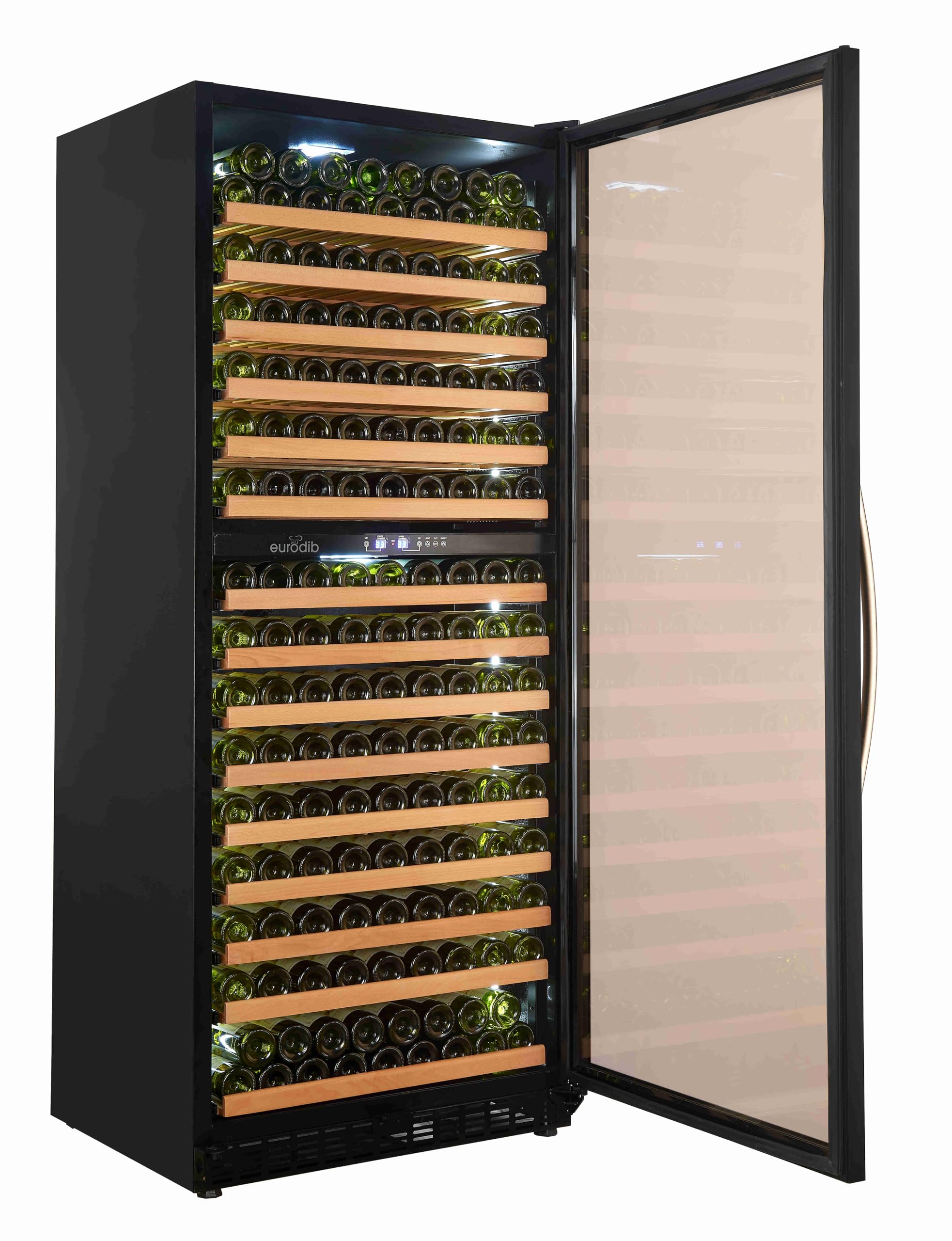 Commercial Wine Cooler by Eurodib – Beech Wood, Black, Model USF328D