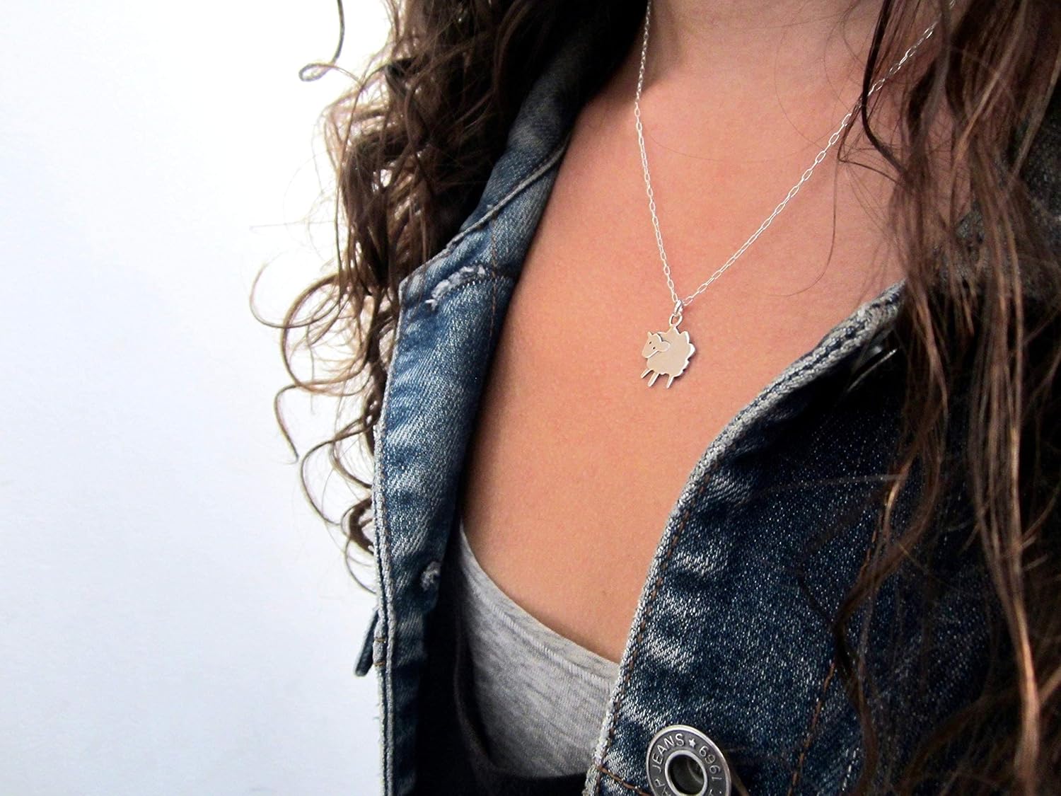 Mark Poulin Sterling Silver Sheep Charm Necklace on 16" 18" 20" Adjustable Sterling Silver Chain 925 Charm