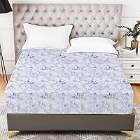 Vista 17 de YIYEA Sábana bajera ajustable floral, sábana ajustable de microfibra cepillada doble de bolsillo profundo tamaño matrimonial, sábana inferior