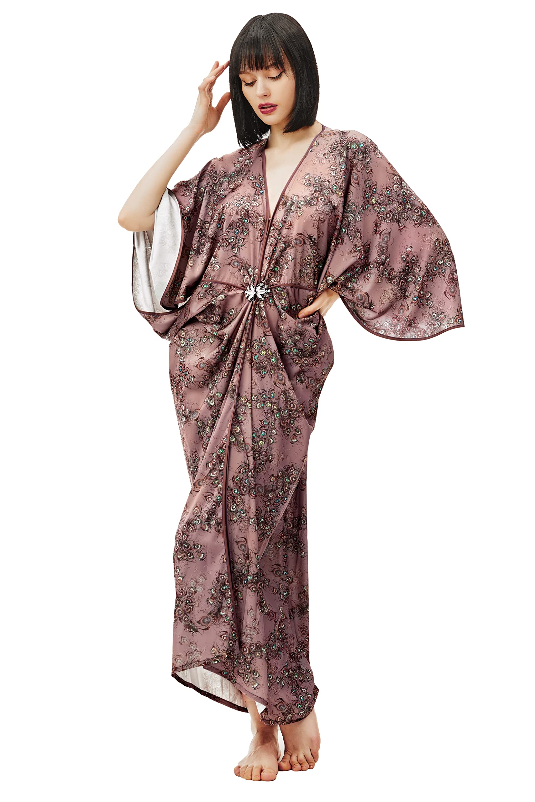 BABEYOND 1920s Satin Cocoon Gown - Hollywood Style Robe Great Gatsby Party Outfit Batwing Sleeves Art Deco Coat