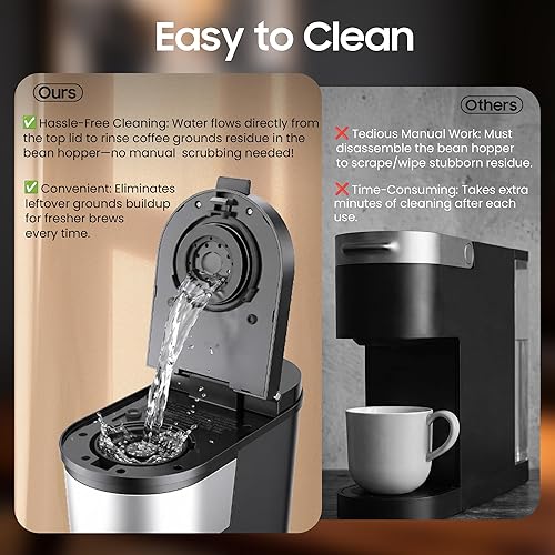 Miniatura 8 de Cafetera para moler y preparar, cafetera de goteo con molinillo integrado, cafetera programable de 5 tazas con fuerza de preparación, placa de