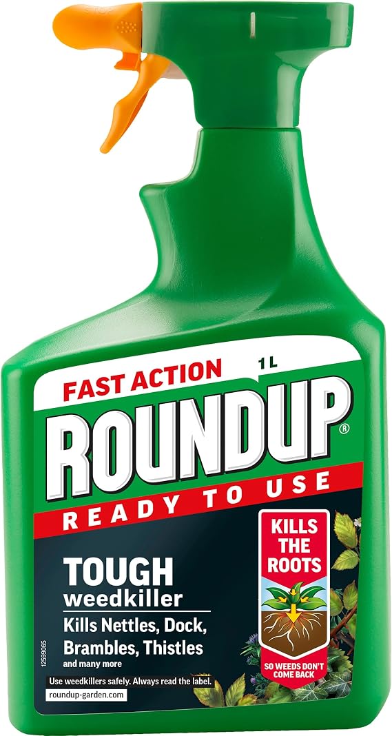 Roundup Tough Weedkiller, Concenrate, Makes up to 100 Litres, 1 Litre & Tough Weedkiller, Ready to Use, Spray, 1 Litre
