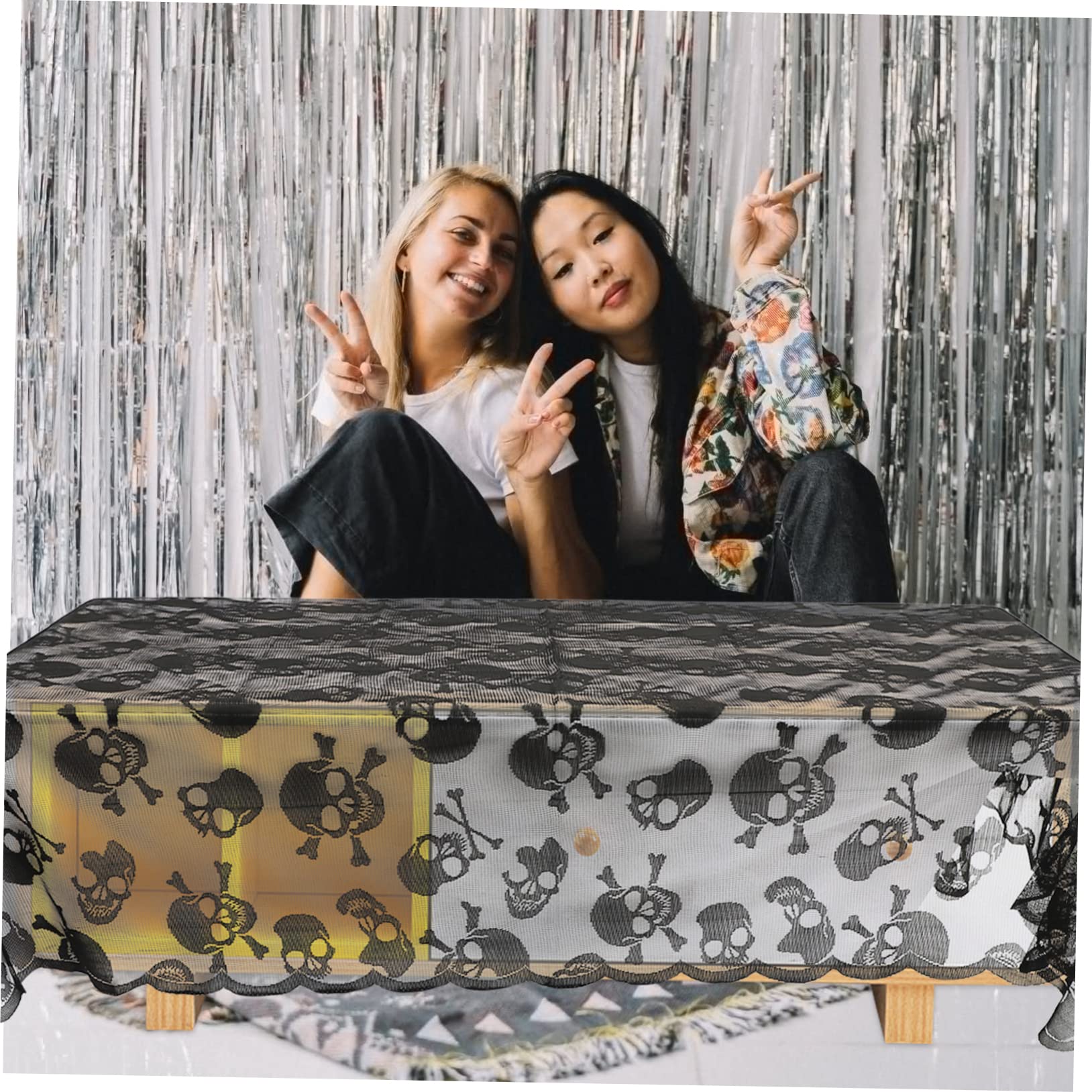 Alipis 4 Stück Tischdecke Schwarze Tischdeko rechteckige tischdecke Halloween Halloween- tischdecken Halloween tischdecke -Dekoration Tischdeckendekoration Polyester