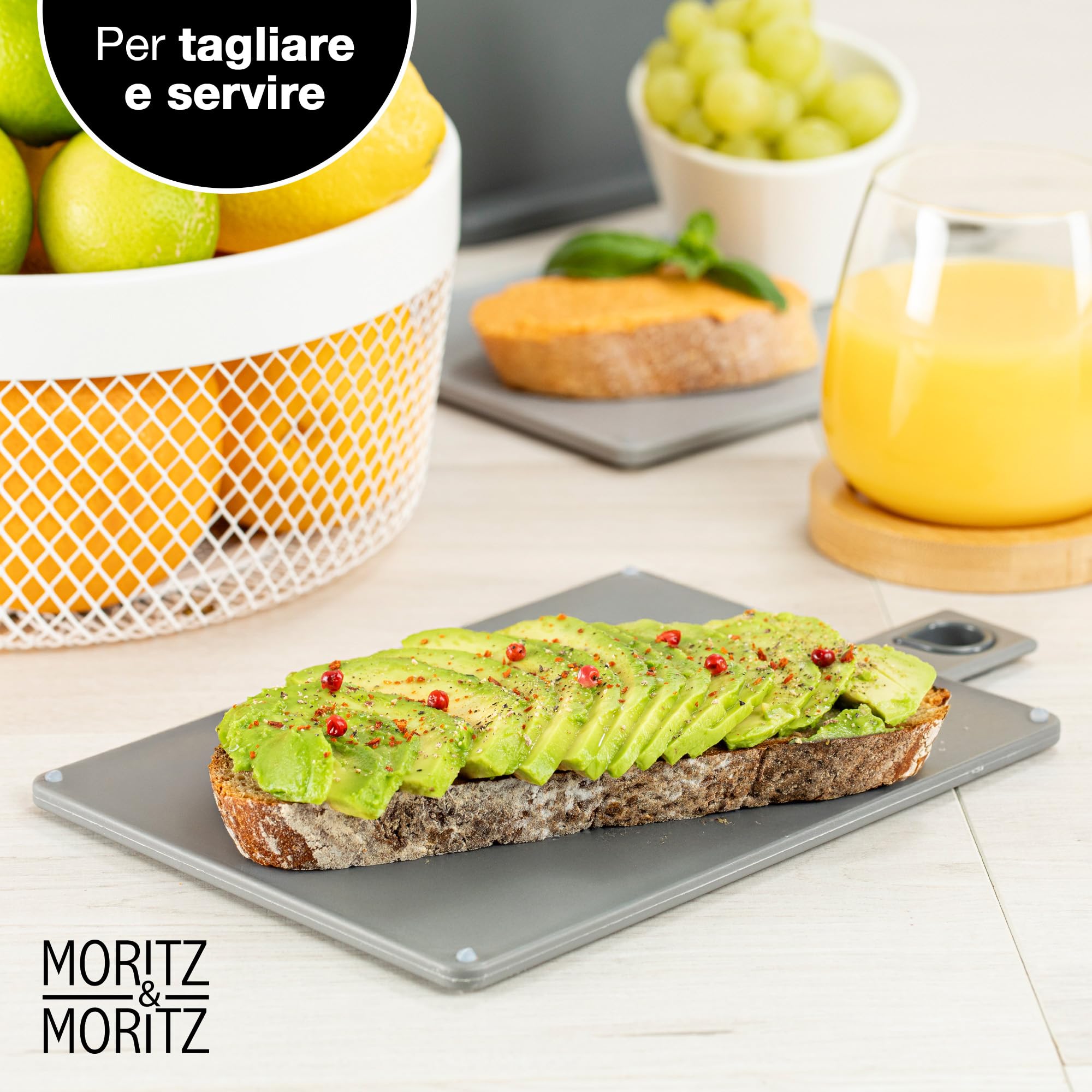 Moritz & Moritz 4x Tabla de Cortar Cocina 20,5 x 14,5 cm con Soporte Antideslizante