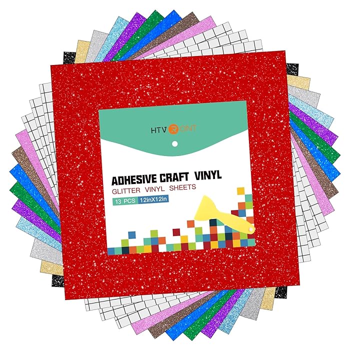 Buy HTVRONT Glitter Permanent Vinyl Adhesive 12" X 12"Shimmer Vinyl