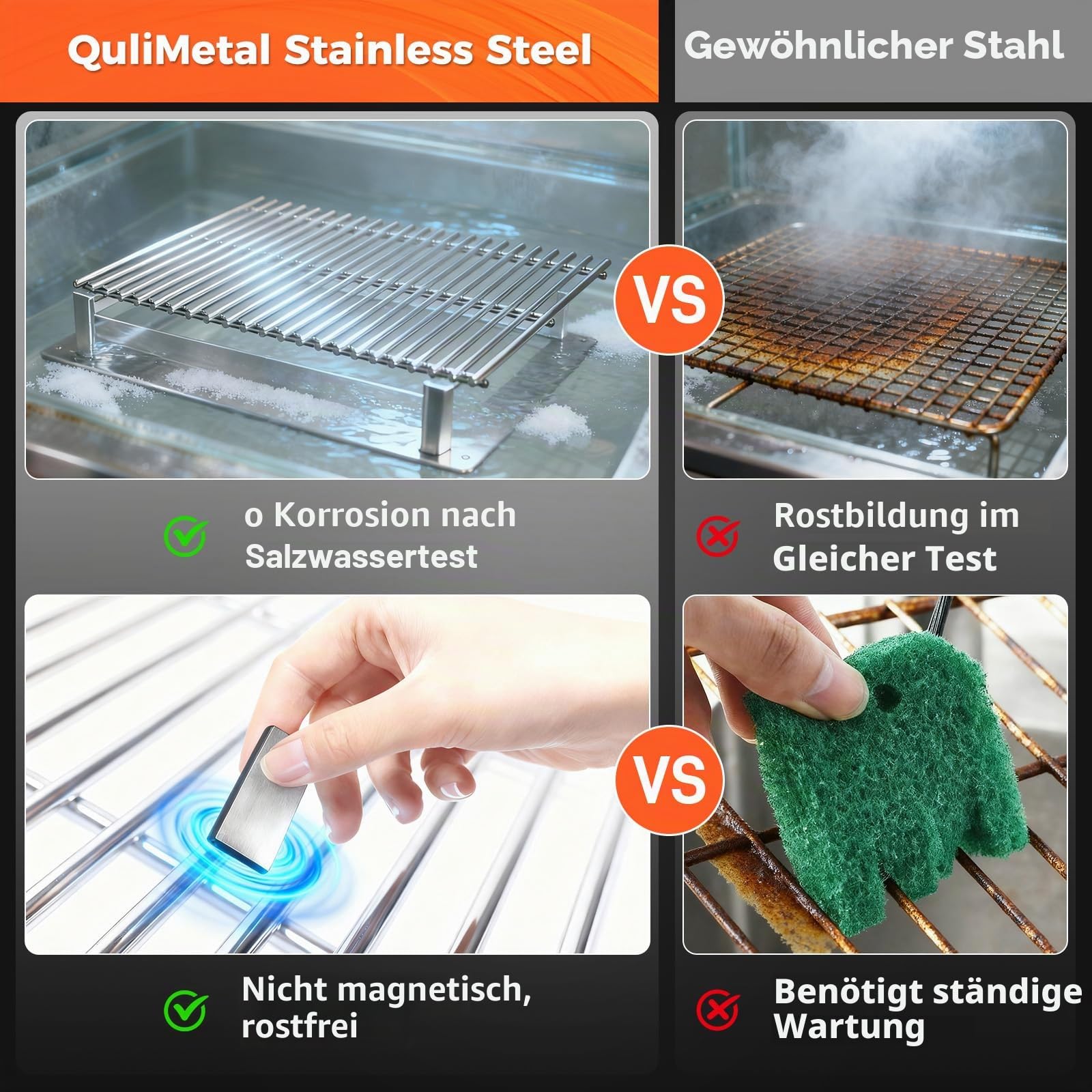 QuliMetal Grillroste Edelstahl für Weber Spirit 200 Serie, 44,5 cm, passend für Spirit E210 E220 S210 S215 Spirit II E210 E220