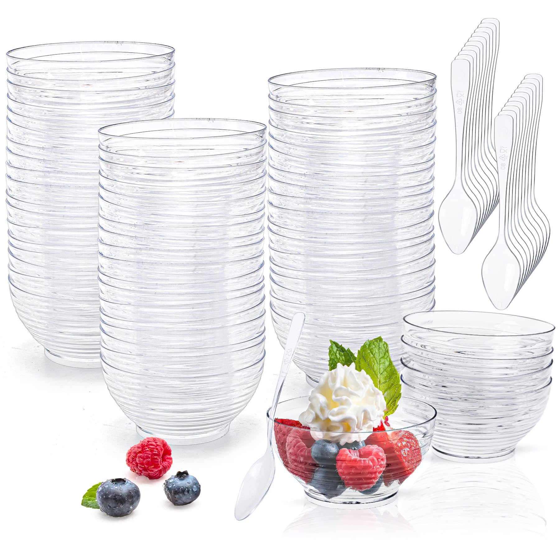 Tazze Dessert 100 Mini Trasparenti 75ml - Coppette Plastica Per Mousse