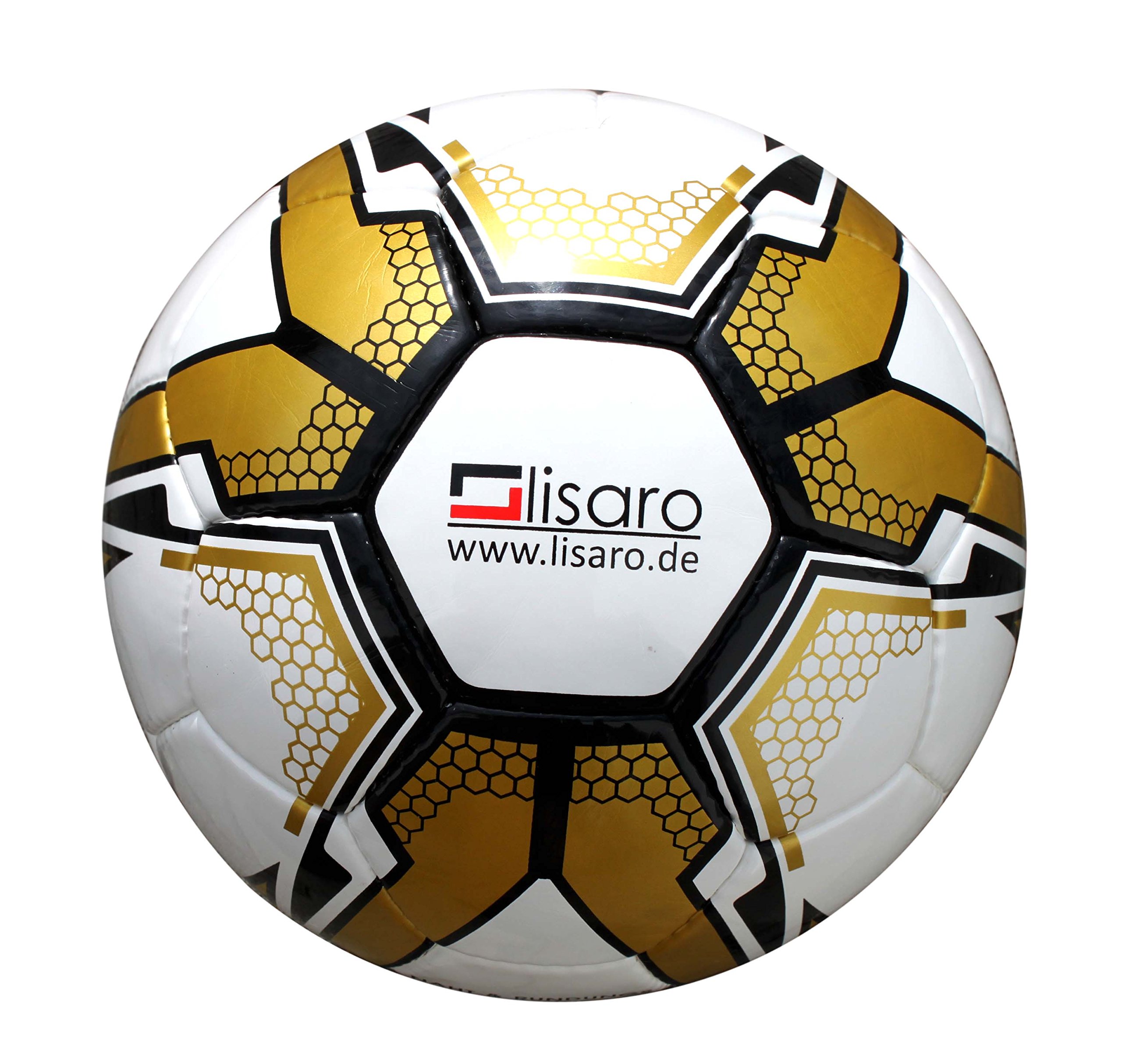 lisaro 10 palloni da calcio / confezione da 10 palline da allenamento misura 5 bianco/oro + rete inclusa