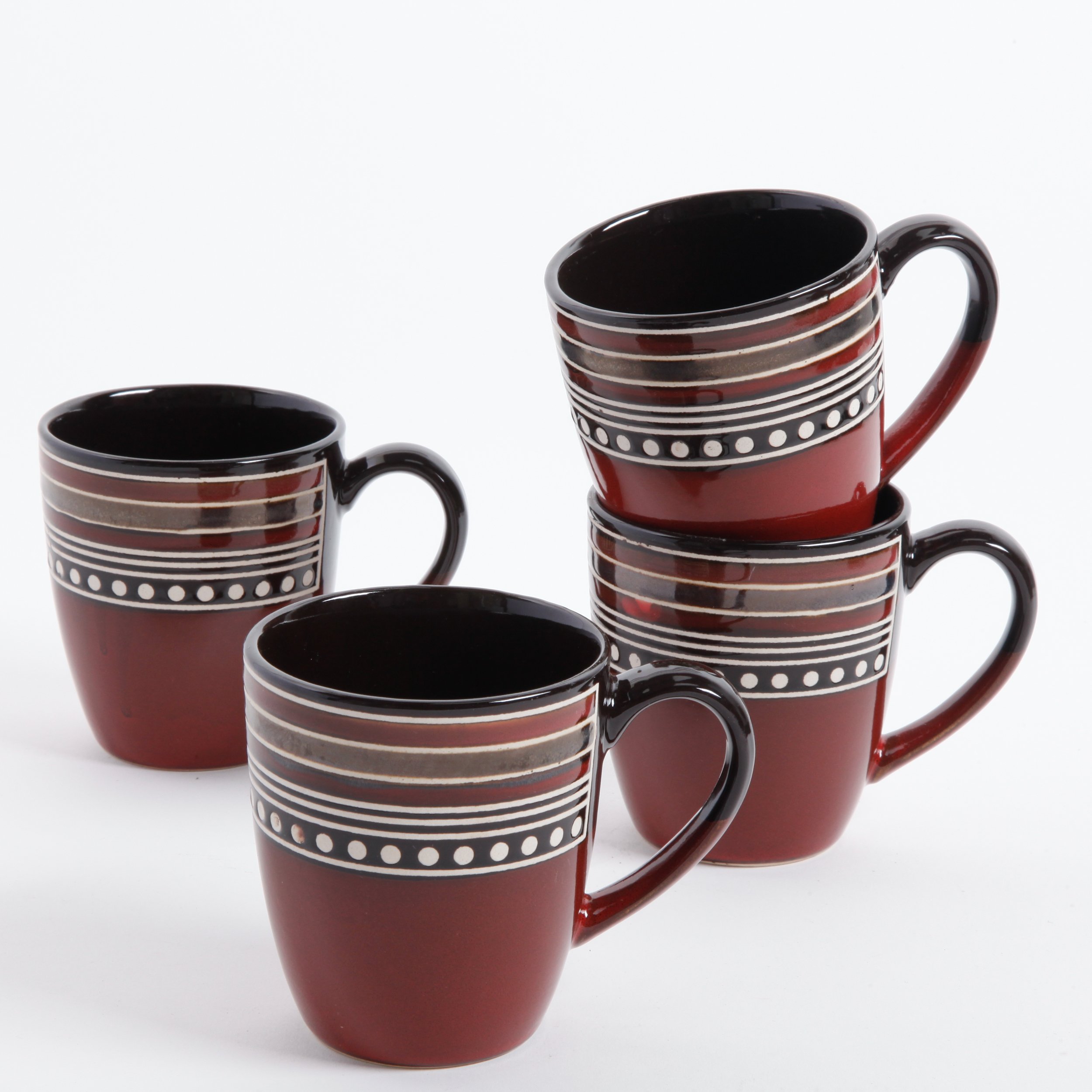 Gibson Elite Café Versailles 4 Pack 13oz Mug, Red (Cofee Mugs)