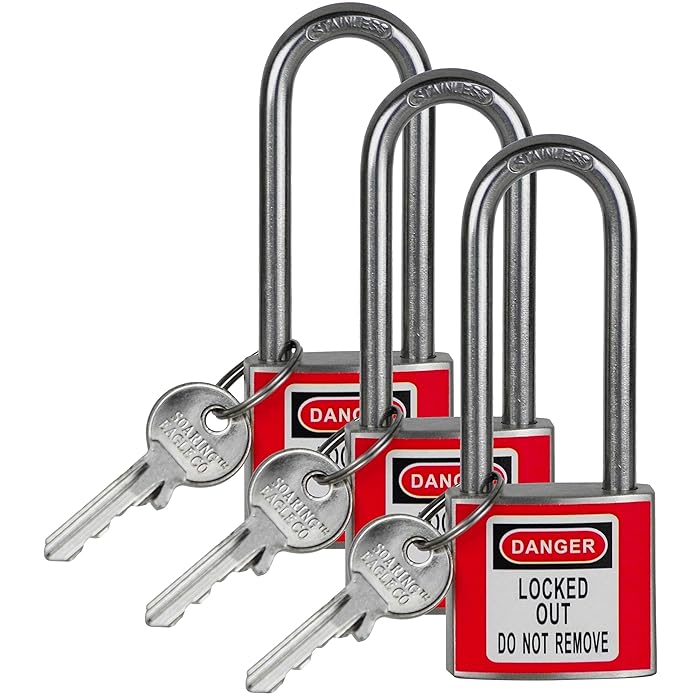 Buy SOEAGLE Stainless Steel Lockout Tagout Lock Durable Red Label Loto