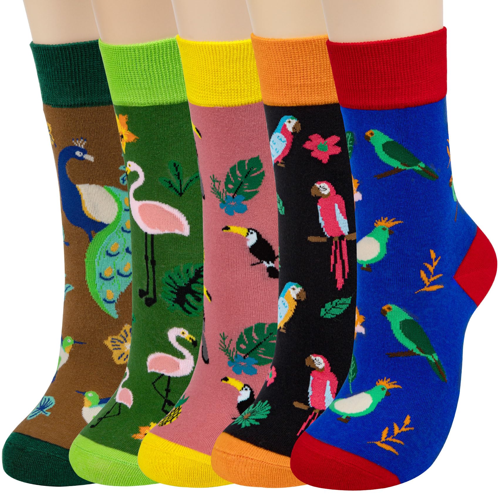 Chalier Cozy 5 Paar Damen Socken Hunde Katzen Motiven Tiere Socken Lustige Baumwolle Crew Socken Geschenk Einheitsgröße