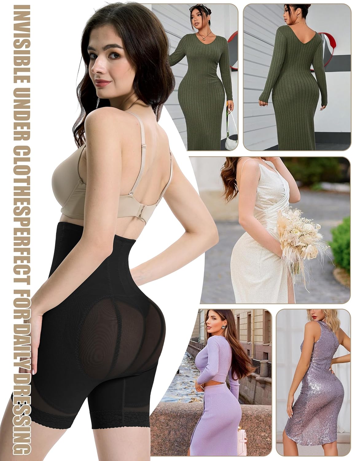 Shapewear for Women High-Waisted Tummy Control Shorts Shapewear, Butt Lifter, No Roll Body Shaper Panty - Image 5