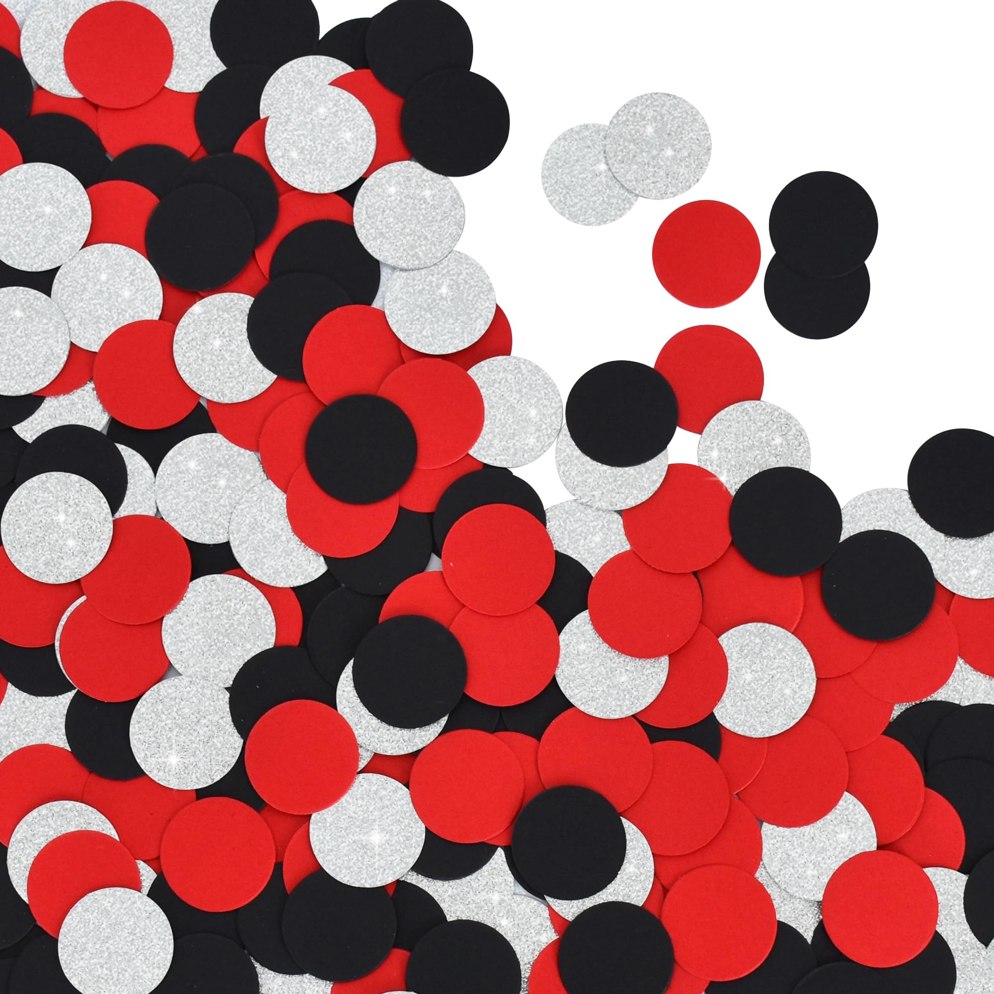 300Pcs Glitter Round Confetti Black Red Shiny Paper Table Confetti