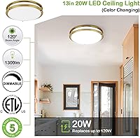 Vista 23 de Lámpara de techo LED de 13 pulgadas de montaje empotrado, luces de techo ajustables de 2700K/3000K/3500K/4000K/5000K, iluminación regulable