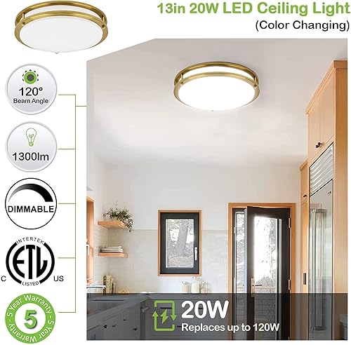 Miniatura 14 de hykolity Lámpara de techo LED de montaje empotrado de 10 pulgadas, 17 W, 1100 lm, 2700 K/3000 K/3500 K/4000 K/5000 K, luces de techo ajustables