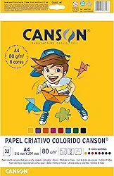 CANSON Linha Escolar, 32 Folhas Soltas de Papel Colorido Criativo A4 de 80g/m² em 8 cores