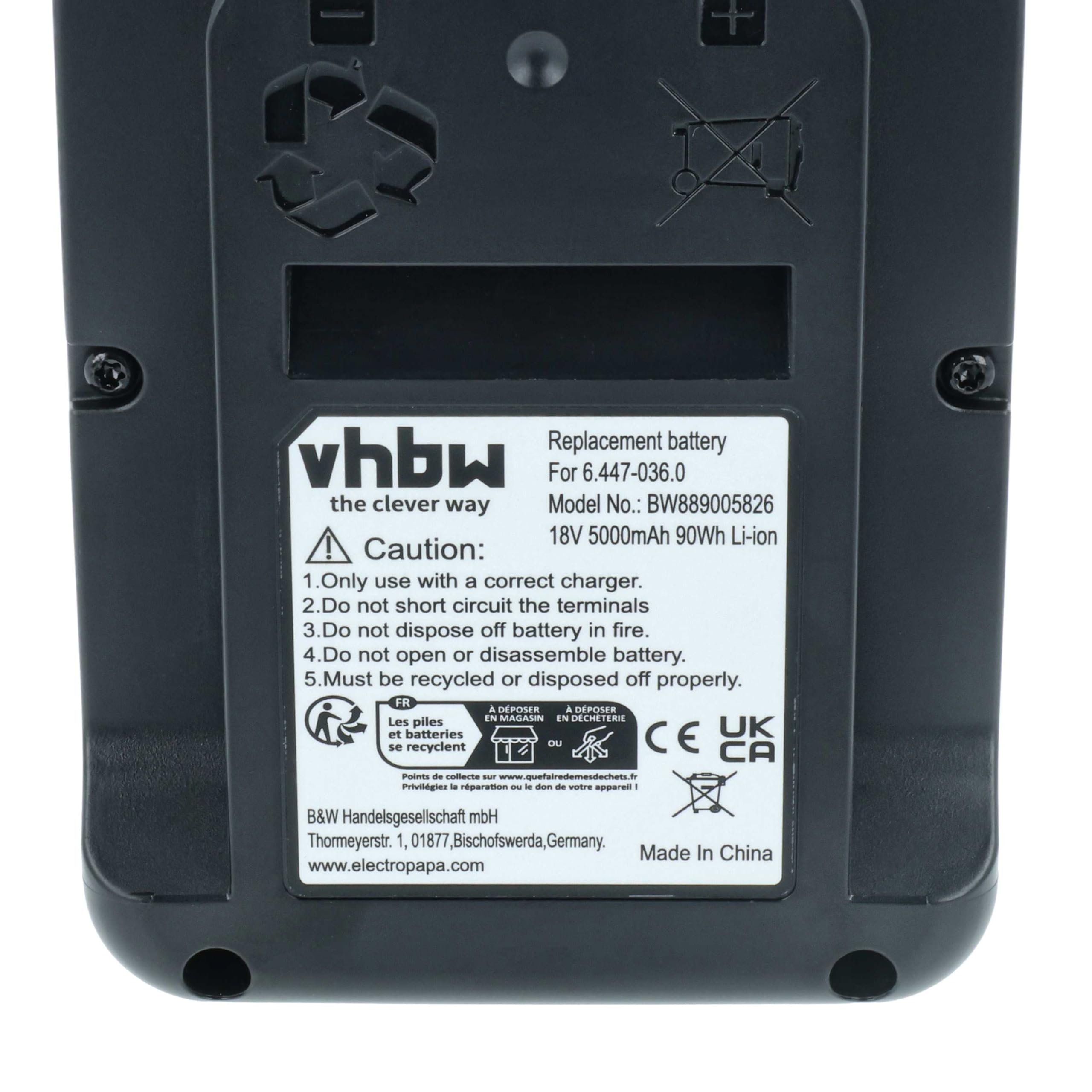 vhbw Akumulator kompatybilny z Kärcher LBL 2, LMD 18-36, KHB 6 Limited Edition, KHB 6 Plus MJ, LMO 18-33 Home Cleaner robot domowy (5 Ah, 18 V, litowo-jonowy)